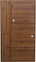 70.87" Kitchen Pantry Cabinet with Microwave Stand, Multi-Tier Pull-Out Storage Shelf, 4-Tier Side Shelf & Glass Door, Freestanding Food Hutch Buffet Sideboard for Dining Room, Walnut