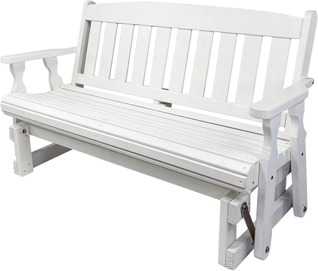 Amish Casual Heavy Duty 800 Lb Mission Pressure Treated Porch Glider (4 Foot, Semi-Solid White Stain)