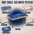 6 in 1 Multi Game Table Folding Pool Table, Billiard, Hockey, Table Tennis, Bowling, Shuffle Board and Tic Tac Toe with All Accessories