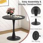 Tangkula Round Dining Table Set for 4, Kitchen Table Set with Seat & Solid Wood Legs, Round Kitchen Table and Chairs for Small Space, Black