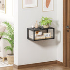 Floating Nightstand, Wood Bedside Shelf Wall Mounted Nightstand with Heavy-Duty Frame, Floating Bedside Table for Bedroom, Bathroom, Kitchen, (Vintage Black, 1 Pack)