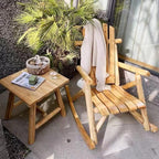 DJL Wooden Rocking Chair Log Outdoor Rocker Outside Patio Lawn Furniture Living Room Porch Comfy Beach Balcony, Heavy Duty, Lightly Toasted