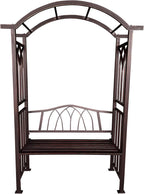 Bronze Aluminum Garden Arbor Arch with 2-Seater Bench