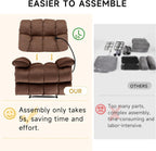 Euthymia Oversized Recliner Chair, Large Recliner Chair Chairs for Adults 400LBS, Big and Tall Manual Fabric Heavy Duty Recliner Chair, Extra Wide Recliners for Living Room, Brown