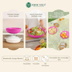 Homienly Wheat Straw Large Salad Bowls, 60 OZ Large Serving Bowls for Kitchen, Camping, Party, Microwave and Dishwasher Safe, Unbreakable Lightweight Big Bowls for Fruit, Salad (Pink)