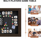 MOUMON 63” Board Game Table for 4-6 Players, Gaming & Dining Table with Removable Tabletop and Felt Pad for Poker Card, Dinner, 55” x 29” Play Area, Rectangular, Walnut, 63”W x 37.4”D x 29.7”H