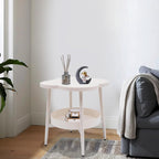 End Table Sofa & Console Flower Shape Snack Side Table with Stand Modern Decorative Side Coffee Table with Load-Bearing 110lbs for Home Bedroom Living Room Kitchen (White)