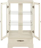 47" H Lighted Curio Cabinet Display Case, Glass Case with Adjustable Shelves,Tempered Glass Door and Drawer, Wooden Curio Cabinet with Mirrored Back Pane for Living Room (Antique White)