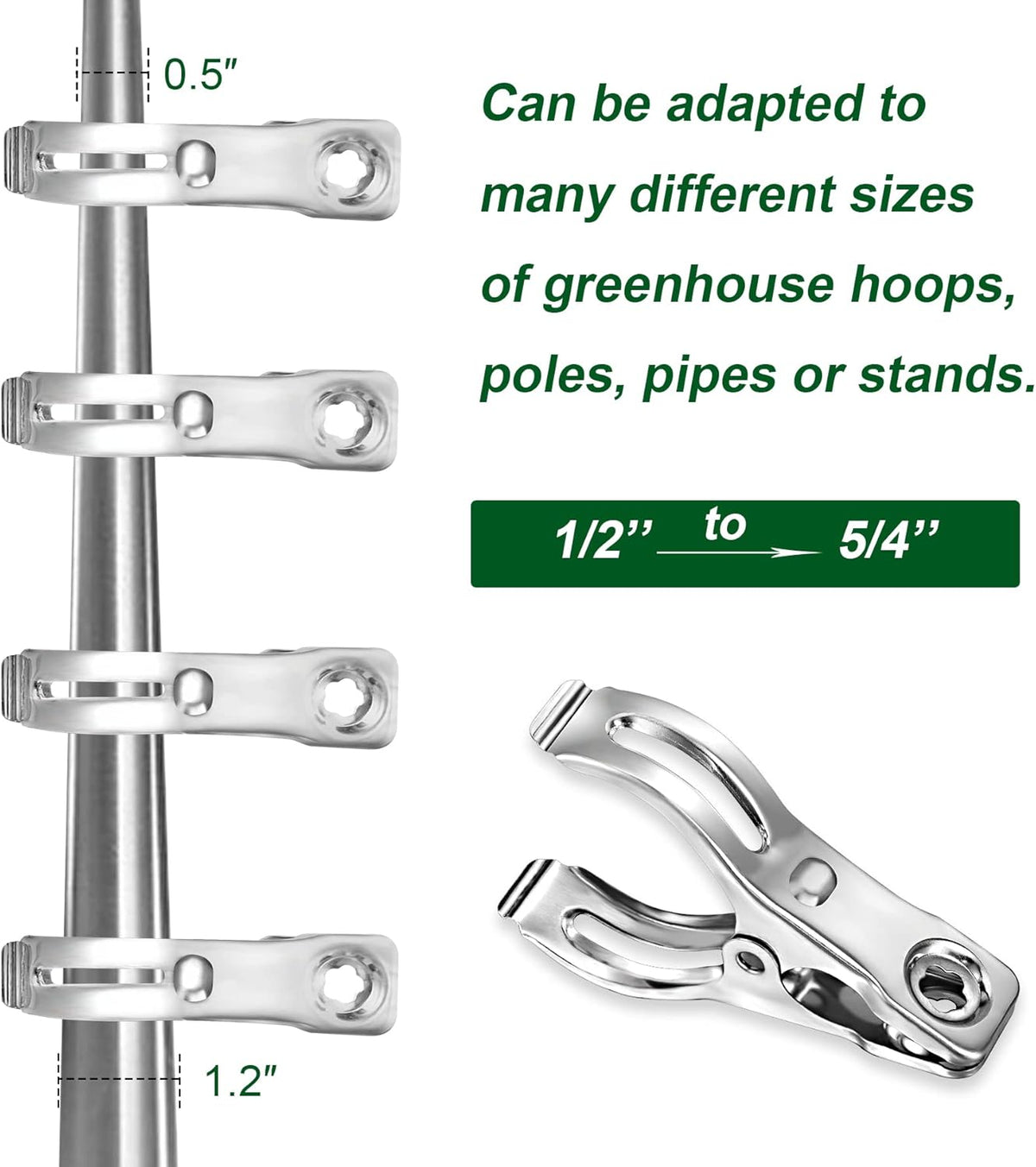 40 Pcs 2.3 Inch Row Cover Clips, Garden Clips for Netting, Greenhouse Clamps Made of Stainless Steel, Have a Strong Grip of Greenhouse Clips, For 1/2'', 3/4'', 1'' Garden Hoops