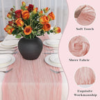 Pink Table Runner, 10Ft 120in Cheesecloth Table Runner, Gauze Rustic Cheese Cloth Table Runners for Wedding, Party, Baby & Bridal Shower, Boho Table Runners for Christmas Thanksgiving Halloween Easter