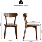 Solid Wood Dining Chairs Mid Century Modern Kitchen Chairs Set of 6 | Rounded Curved Backrest, Wide Comfortable Seat, Ergonomic Support, Easy Clean Wood Finish, Multiple Set Options,Walnut Color