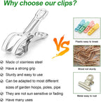 Upgrade Large Garden Clips, Stainless Steel Greenhouse Clamps for 3/4'', 1'', 2'' Pipes, Strong Grip Garden Clamps for Greenhouse Hoop, Heavy Duty Row Cover Clips for Netting, 24PCS