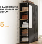 LIKIMIO Armoire Wardrobe Closet 70 Inches, Large Storage with Mirror, 2 Doors, Drawer, and Shelves, Modern Bedroom Freestanding Wooden Wardrobe Combination with Hanging Rail, Black