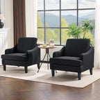 VINGLI Linen Fabric Accent Chairs Set of 2, Grey Modern Upholstered Armchair, Comfy Sofa Chair Living Room Bedroom Furniture for Apartment
