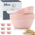 Wheat Straw Bowl Sets,6 PCS Unbreakable Cereal Bowl 36 OZ,Microwave and Dishwasher Safe Bowls,Kitchen Bowls BPA Free for Serving Soup,Oatmeal and Salad （Sakura）