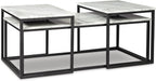 GTU Furniture Contemporary Engineered Wood Rectangular 3-Piece Coffee Table Set, Cocktail Table with 2 Matching End Tables, Gray/Black Finish for Living Room