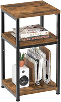 Simple Trending Side Table, End Table Night Stand, 3 Tiers Shelf for Living Room, Rustic Brown