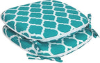 SleepMan Outdoor 17"x16" Chair Cushions with Ties Set of 2, Water Resistant All Weather U-Shape Seat Pads for Patio Garden Furniture Indoor (Set of 2, Aqua Plaid)