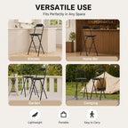 27.5'' Tall Folding Bar Stool, Cushioned Padded Folding Stool with Back, Portable Adult Folding Chair, 275 lbs Load Capacity, Counter Height Seat for Kitchen, Living Room, Garden, Camping, Black