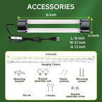 Hlite 16inch 2 Pack LED Grow Lights - Linkable Grow Lights for Indoor Plants, Full Spectrum Plant Lights Plug and Hanging Design with Auto On/Off Timer Hanging Grow Light from Seedling to Flowering