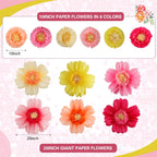 Crowye 12 Pcs Large Colorful Tissue Paper Flowers Decorations Giant Fiesta Craft Crepe Paper Flowers for Wall Decor Backdrop Mexican Wedding Birthday Carnival School Party (10'' 20'',Fresh Color)