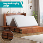 BALUS Murphy Bed Queen Size with Mattress, Queen Murphy Cabinet Bed-Cherry | Tri-Fold Mattress, USB Charing Station, Spacious Drawer, Space Saving, Queen Bed Frame