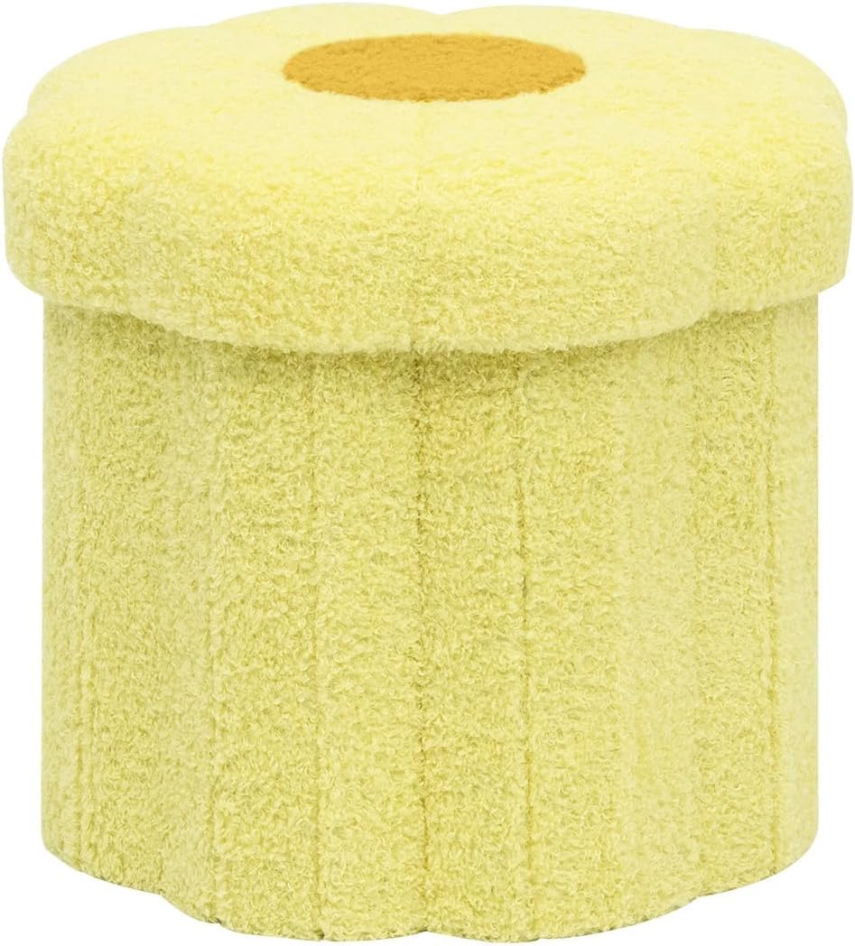 B FSOBEIIALEO Storage Ottoman Cube, 12.6" Ottoman with Storage, Yellow