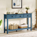 Treocho 53.1" Console Table with 3 Drawers, Sofa Table Behind Couch, 2 Tier | Long Entryway Table with Storage, Modern, For Hallway, Living Room, Blue