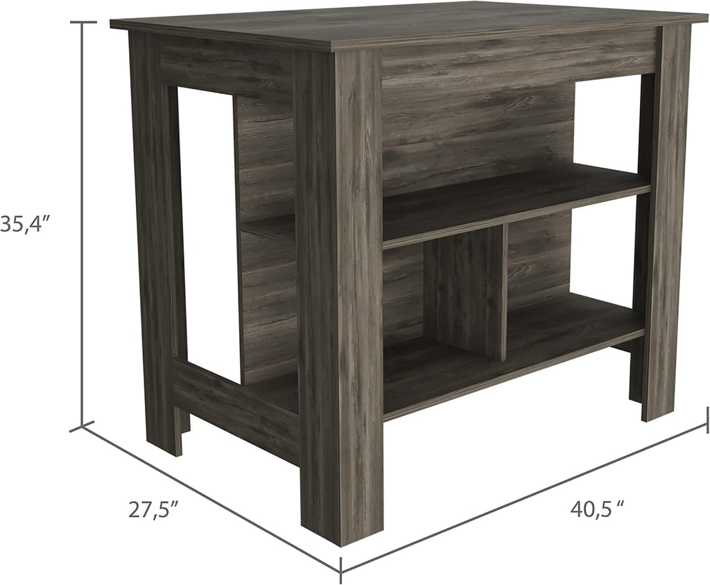 Cala Dark Brown Kitchen Island with Stool Storage