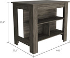 Cala Dark Brown Kitchen Island with Stool Storage
