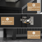 Lulive Black Fluted Storage Cabinet with Drawers Buffet Sideboard Cabinet with Adjustable Shelves for Kitchen Living Room, Kitchen, Entryway