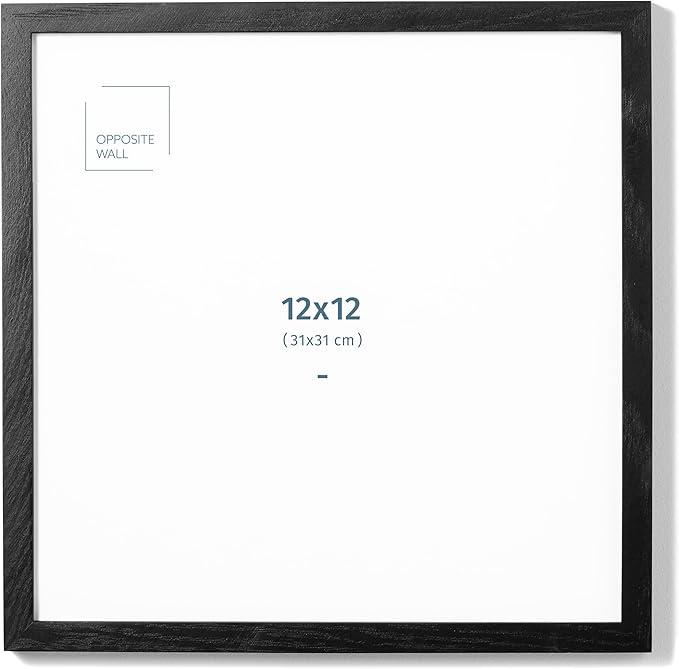 Opposite Wall - 12x12 in - Black Solid Oak Wood Picture Frame - Lightweight, Versatile & Shatterproof - Wall Hanging Poster or Photo Frame - Wall Decor for Office, Gallery & Home