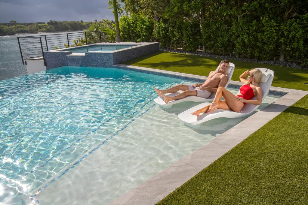Tenjam Laylo in Pool Lounge Chairs for Sun Shelf Set of Two, Pool Chairs and Lounger for Tanning Ledge with Optional Risers that Support up to 22" of Water Depth