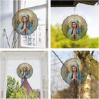 Virgin Mary Prayer Wind Spinner, Metal Wind Spinners Outdoor Indoor, Religious Virgin Mary Hanging Garden Decor for Outside, Stainless Wind Spinners for Yard and Garden 10 inch 3D (25.76X25 CM)