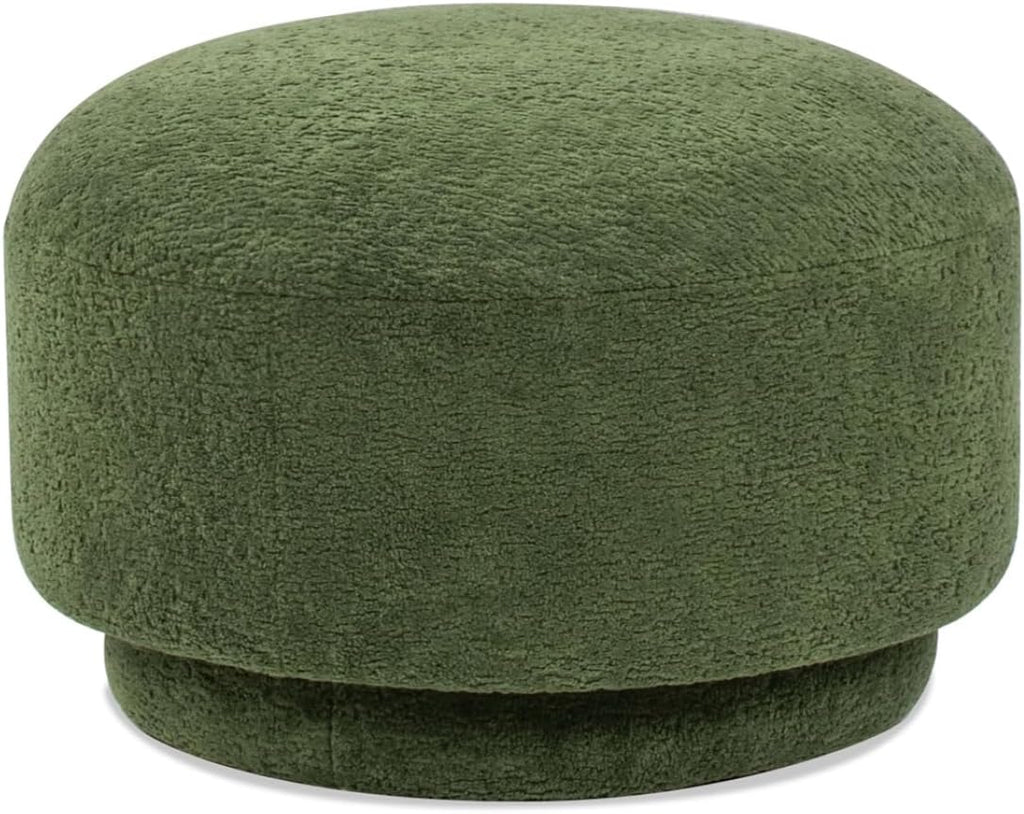 15" Mushroom Footstool Ottoman, Moss Green Fleeced Teddy