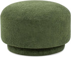 15" Mushroom Footstool Ottoman, Moss Green Fleeced Teddy
