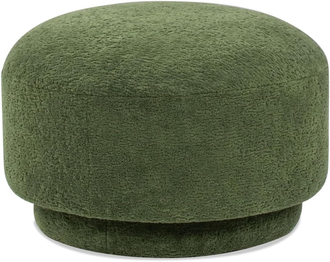 15" Mushroom Footstool Ottoman, Moss Green Fleeced Teddy