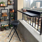QQXX Folding Bar Stool with Footrest,Leather Padded Folding Kitchen Stool,Portable Counter Height Foldable Stool Tall Bar Stools for Outdoor Kitchen Shop Cafe(1 Pc, Black Seat Height 29.5")