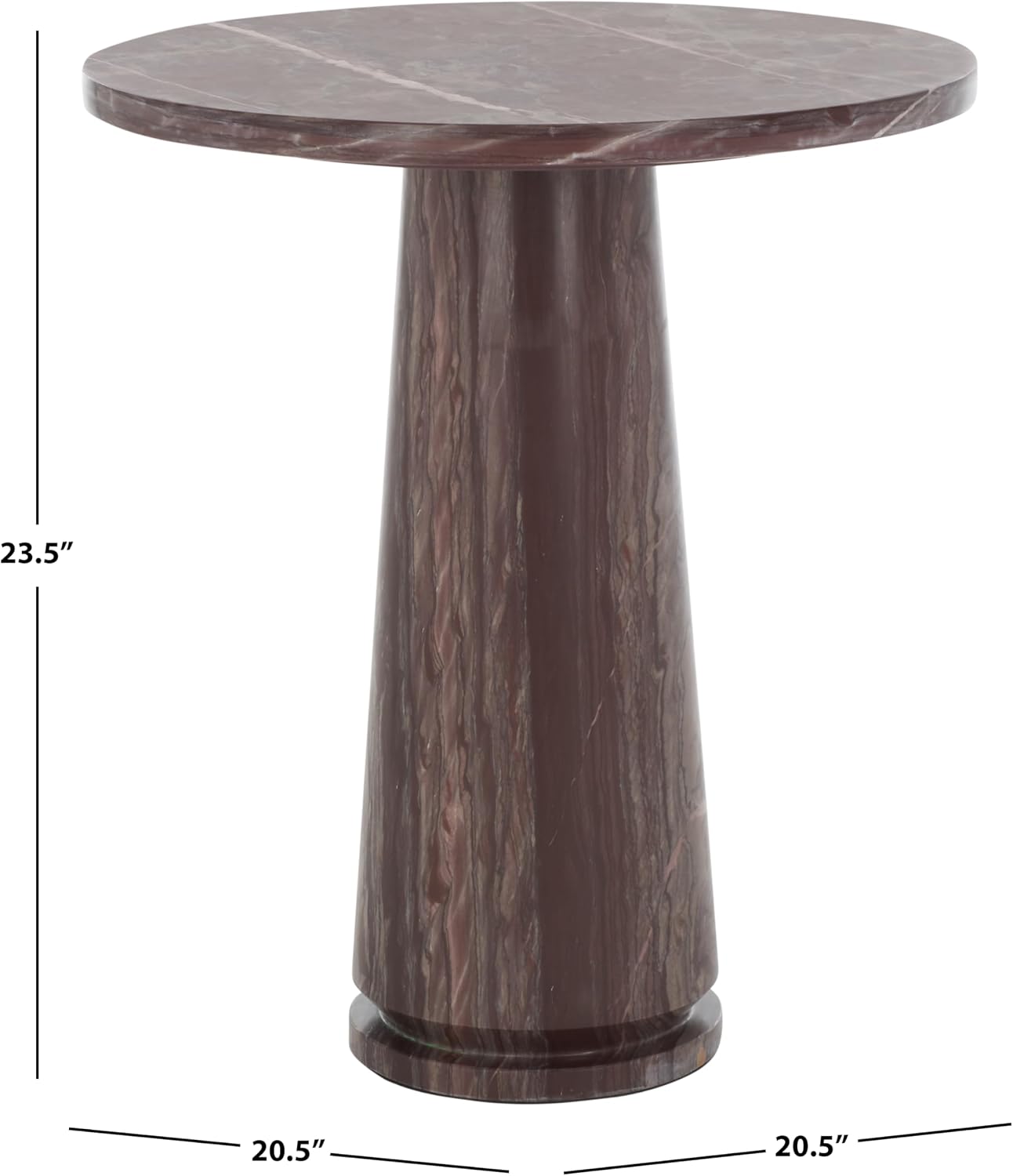SAFAVIEH Furniture - Valentia Tall Marble Accent Table - Maroon - Marble Top - Glam Stone Pedestal Design - Ideal for Living Room, Entryway, Dining Room, 20.5" W x 20.5" D x 23.5" H (SFV9703E)