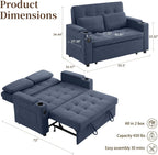 Korser 55.5'' 3-in-1 Convertible Sofa Bed, Pull Out Couch with 5-Position Adjustable Backrest, Loveseat Sleeper Sofa for Small Spaces, Sofa Couch with Cup Holders for Living Room, Office, Chenille
