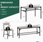 Shintenchi Kitchen Table Chairs Set of 4 with Bench and Chairs, Oak Gray | Dining Table Set for 4, 4 Pieces Kitchen Table Set, Storage Rack & Metal Frame, for Small Space, Upgrated Leg Support