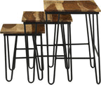 Natural and Black 3 Nesting Table with Hairpin Legs