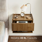 Floating Nightstand Bedroom Bedside Table - Floating Night Stand Set 2 for Small Spaces, Wall Mounted Cabinet with Storage Drawer, Brown Modern Night Stand for Dorm Hallway Entryway