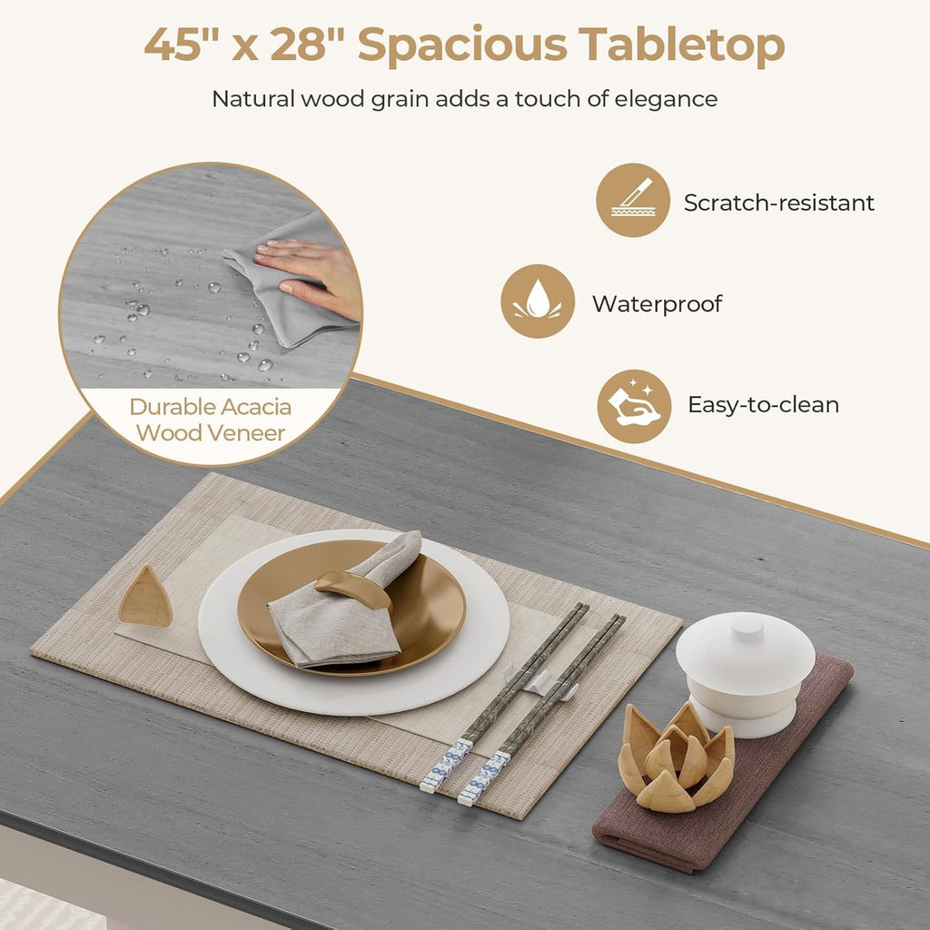 Tangkula Dining Table Set for 4, Farmhouse Solid Wood Dinette Set w/Rubber Wood Legs, Compact Wooden Dining Table and Chairs Set for Kitchen, Dining Room (Grey+White)