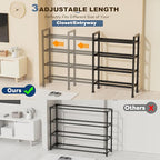 Mavivegue Expandable Shoe Rack, 4-Tier 19"-43.3" Adjustable Shoe Rack for Closet,Hall Entryway,Front Door,Garage, Sturdy Steel Space-Saving Rack, Black