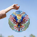 10 Inch 3D Flag Eagle Wind Spinner, Unique Metal Hanging Kinetic Wind Sculpture Gifts for Women Mom Grandma Wife, Outdoor & Indoor Decorations, Yard and Garden Ornament