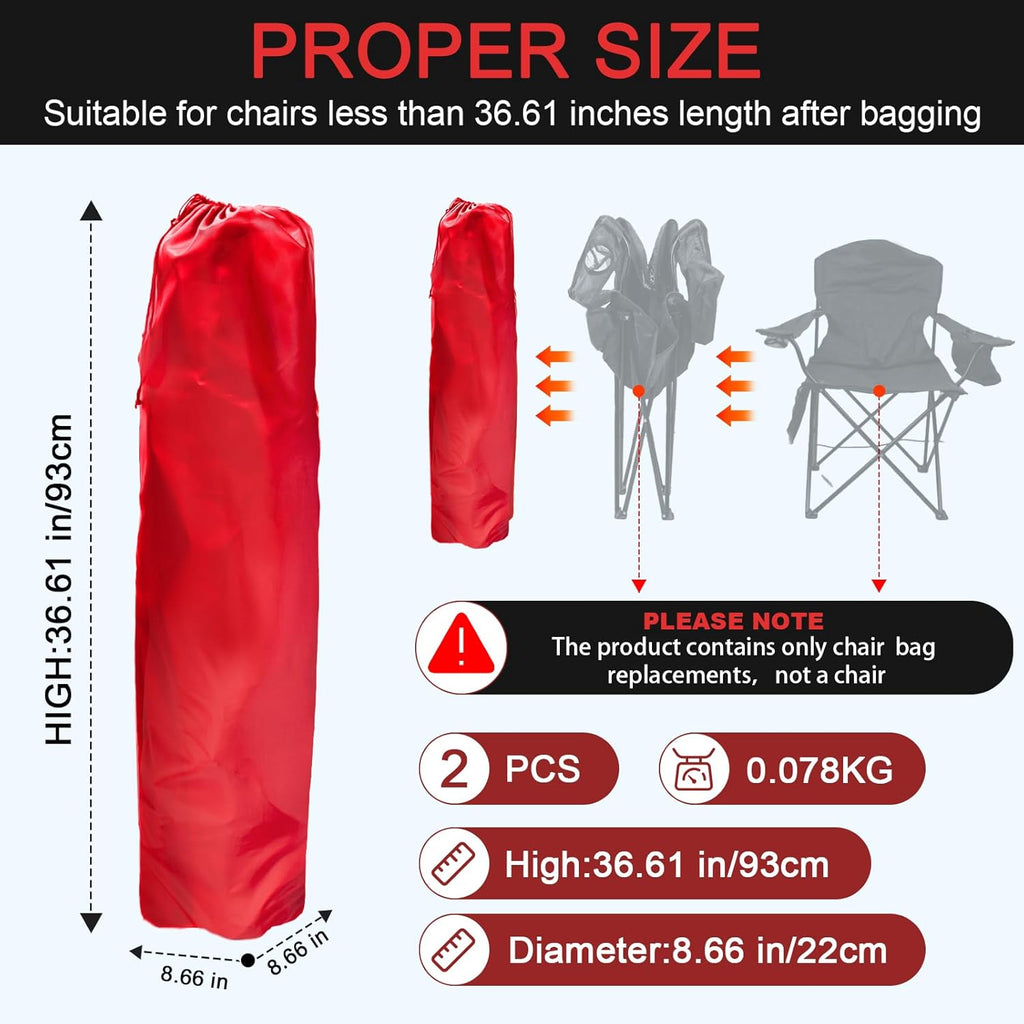 Camping Chair Bags Replacement for Coleman, Camp Folding Chair Bag, Lawn Chair Bag Replacement Outdoors & Sports,36.61 Inches, Red, 2 Pack