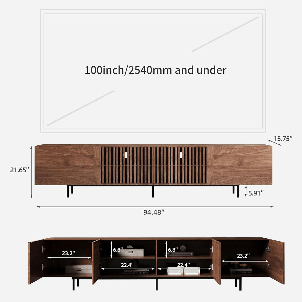 Mid-Century Modern TV Stand and Expandable Coffee Table Set | Walnut Finish, Stylish Storage Combo for Living Room or Bedroom