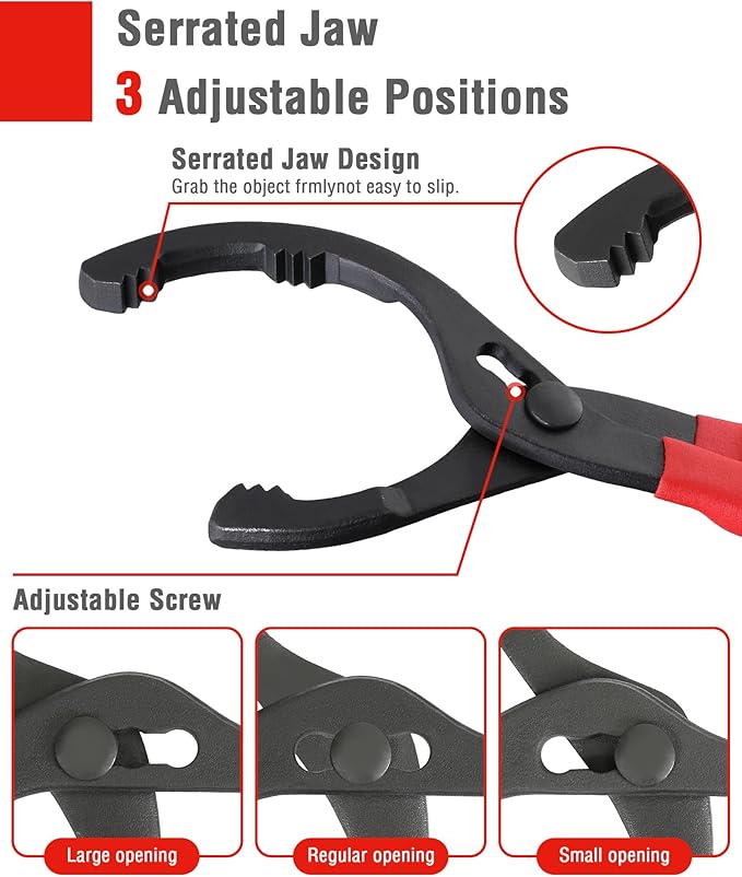 WORKPRO 2-Piece Oil Filter Wrench Set, 12” Adjustable Oil Filter Plier & 3-Jaw Universal Oil Filter Removal Tool, for Easy Oil Changes, Ideal for Car, Motorcycle, Truck Maintenance & Home Garage Use