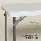 Folding Table 4 Foot - 2-Position Adjustable Height, Heavy Duty 400 lbs Capacity - Portable Tables Folding for Camping, Party, Indoor & Outdoor Use, 1 Pack